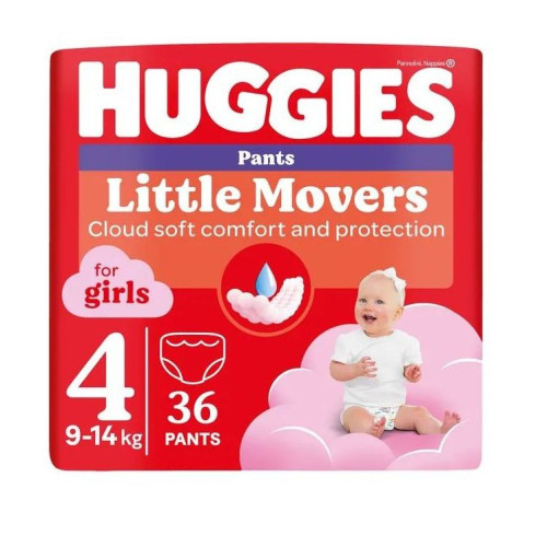 Подгузники-Трусики Huggies Little MoversGirl №4 9-14кг 36 шт