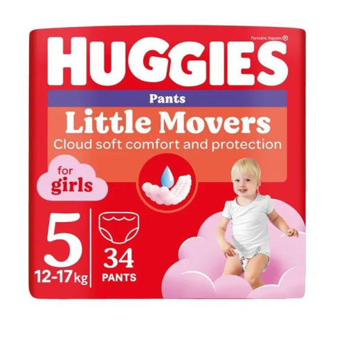 Подгузники-Трусики Huggies Little Movers Girl №5 13-17 кг 34 шт