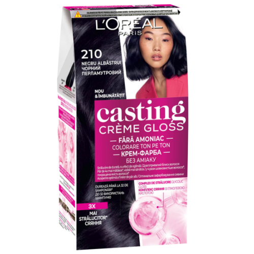 Крем-фарба для волосся L'оreal Paris Casting Creme Gloss 210 Чорний перламутровий
