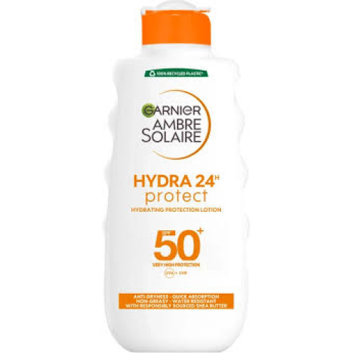 Молочко солнцезащитное водостойкое Garnier Ambre Solaire против сухости кожи тела и лица SPF50+ 200 мл