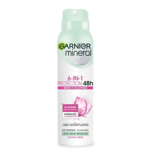 Дезодорант Garnier Mineral спрей Защита 6 Нежность хлопка 150 мл