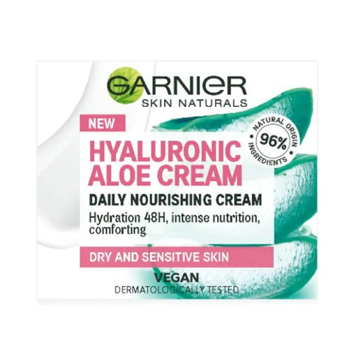 Гіалуроновий алое-крем Garnier Skin Naturals для сухої та чутливої шкіри 50 мл