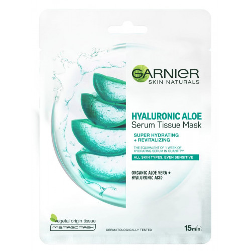 Гиалуроновая тканевая алоэ-маска Garnier Skin Naturals для кожи лица 28 гр