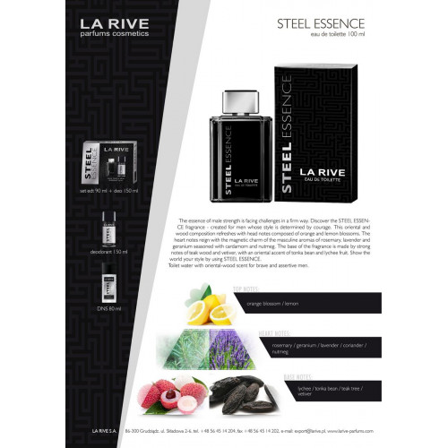 Туалетна вода для чоловіків La Rive Steel Essence 100 мл