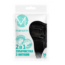 Зубочистка Manorm с освежающей нитью черная 36 шт