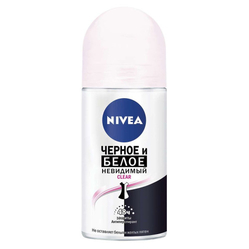 Дезодорант Nivea роликовый Black & White Invisible Clear 50 мл