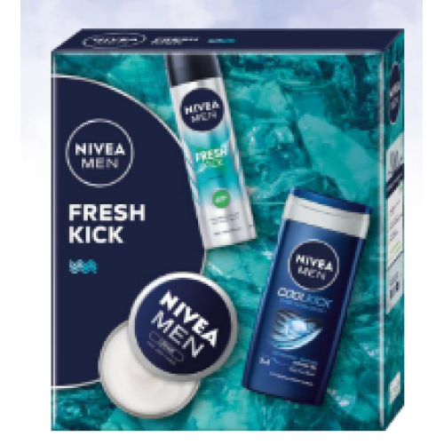 Набор Nivea Men Fresh Kick (гель для душа 250 мл+спрей 150 мл+крем для лица 75 мл)