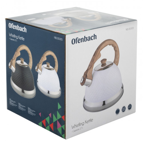 Чайник 2.7 л из нержавеющей стали со свистком и ручкой soft touch №100305