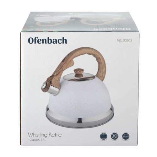 Чайник 2.7 л из нержавеющей стали со свистком и ручкой soft touch №100305