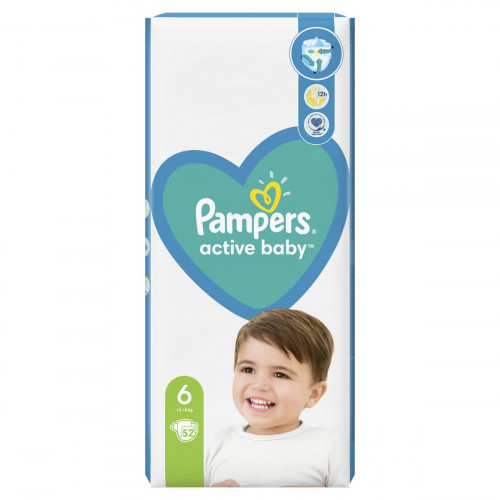 Подгузники Pampers Active Baby-Dry Extra Large №6 13-18 кг 52 шт