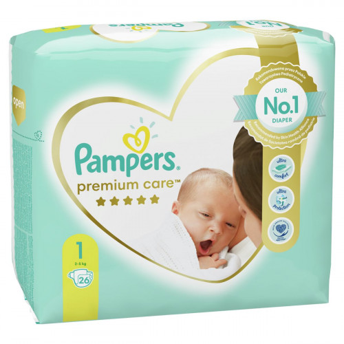 Подгузники Pampers Premium Care Newborn №1 2-5 кг 26 шт