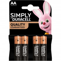 Батарейки Alkaline Duracell Simply LR6 AA на блистере 4 шт
