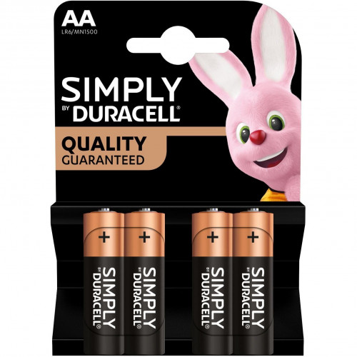Батарейки Alkaline Duracell Simply LR6 AA на блистере 4 шт