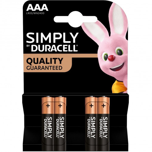 Батарейки Alkaline Duracell Simply LR03 AAA на блистере 4 шт