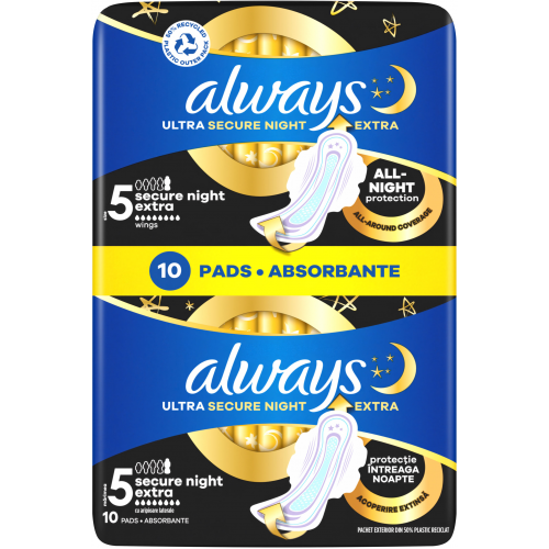 Прокладки Always Ultra Secure Night Extra ароматизированные Duo 10 шт