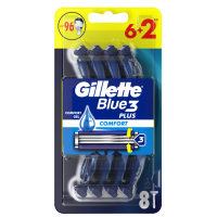 Станки для гоління Gillette одноразові Blue 3 Plus Comfort 6+2 шт