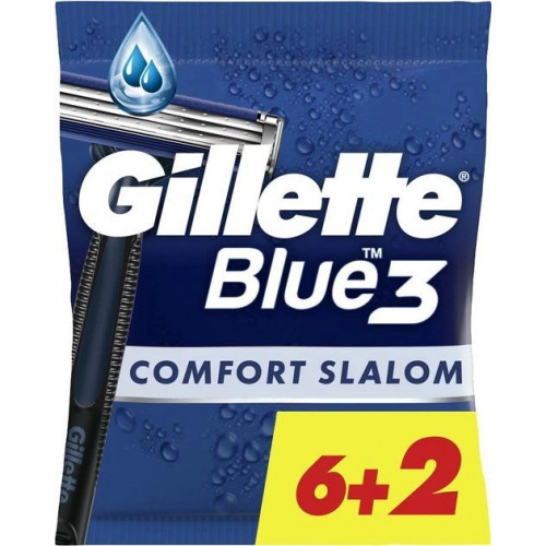 Станки для бритья Gillette одноразовые Blue 3 Comfort Slalom 6+2 шт