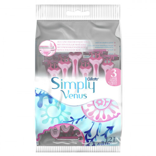 Станки для бритья Gillette одноразовые Simply Venus 3 12 шт