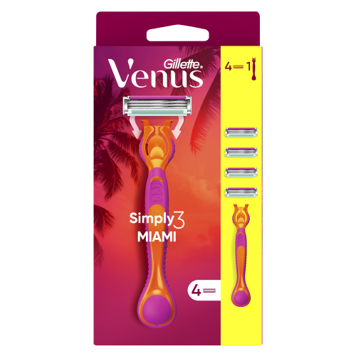 Станок для бритья Gillette одноразовый Venus Miami с 4 сменными кассетами