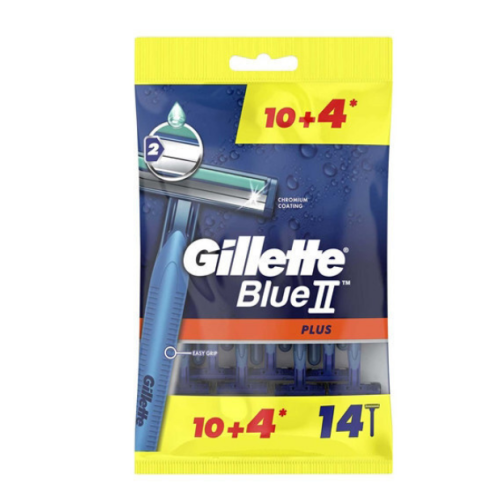 Станки для бритья Gillette одноразовые Blue ІІ Plus 10+4 шт
