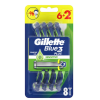 Станки для бритья Gillette одноразовые Blue 3 Plus Sensitive 6+2 шт