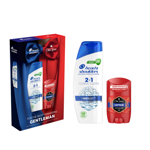 Подарочный набор Шампунь Head&Shoulders 2в1 Classic Clean 330 мл+Old Spice стик Captain 50 мл