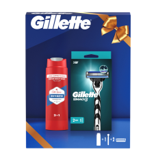 Подарунковий набір Gillette Станок Mach3 з 2 змінними картриджами+Гель для душу Old Spice 3в1 Whitewater 250 мл