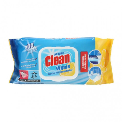 Влажные салфетки для уборки At Home Clean Multi Cleaning Lemon 55 шт