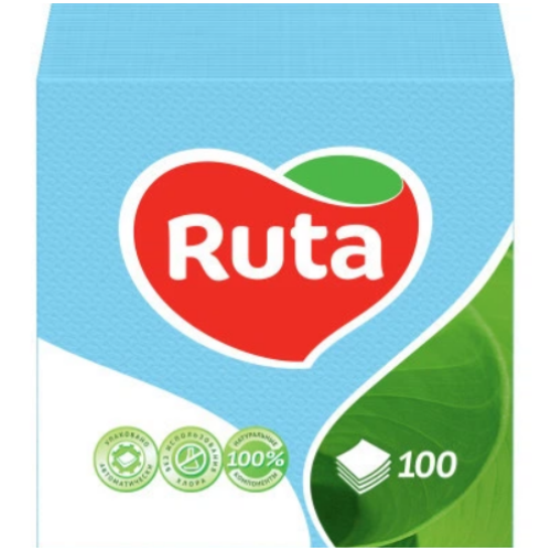 Салфетка столовая Ruta 24х24 голубая 100 шт 
