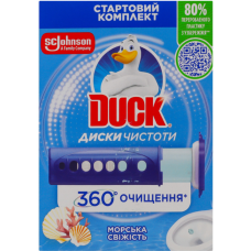 Диски чистоты для унитаза Duck Морская свежесть в дозаторе 6 дисков
