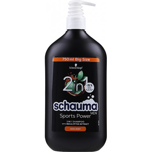Шампунь Schauma Men Sports Power 2 в 1 с экстрактом эвкалипта 750 м