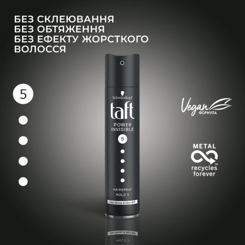 Лак для волос Taft Power № 5 Невидимая фиксация 250 мл