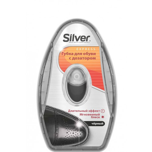 Губка блеск Silver Premium с дозатором силикона черная 6 мл