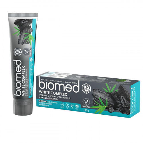 Зубна паста BioMed Charcoal Антибактеріальна відбілювальна вугілля 100 мл