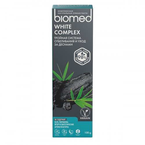 Зубна паста BioMed Charcoal Антибактеріальна відбілювальна вугілля 100 мл