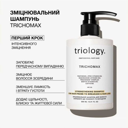 Шампунь для волос Triology Trichomax укрепляющий для склонных к ломкости и выпадению волос 500 мл