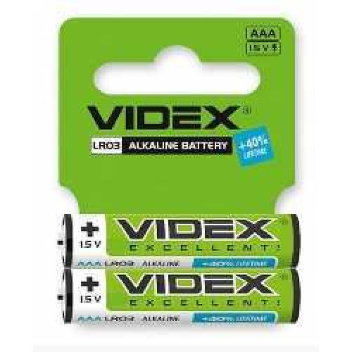 Батарейка Alkaline Videx AAA LR03 Blister 2 шт 