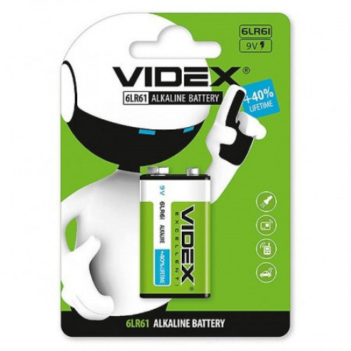 Батарейка Alkaline Videx Long Lasting Power 6L R61/9V (крона) Blister 1 шт 