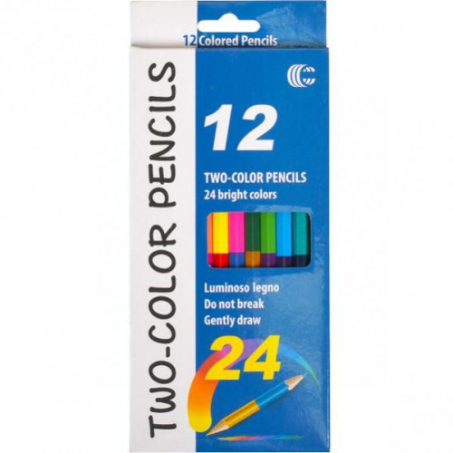 Карандаши StarColor 24 цвета двухсторонние 12 шт UN010