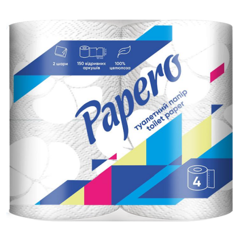 Туалетная бумага целлюлозная Papero 2 слоя 4 шт TP-055