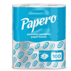 Рушники целюлозні Papero 2 шари 100 аркушів 2 рулон RS-010