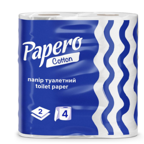 Туалетная целлюлозная бумага Papero Cotton 2 слоя 4 шт TP-070