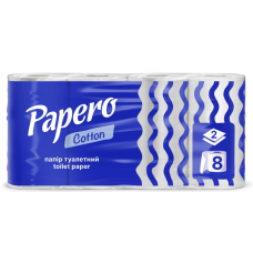 Туалетний папір целюлозний Papero Cotton 2 шари 8 шт TP-071