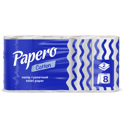 Туалетная целлюлозная бумага Papero Cotton 2 слоя 8 шт TP-071