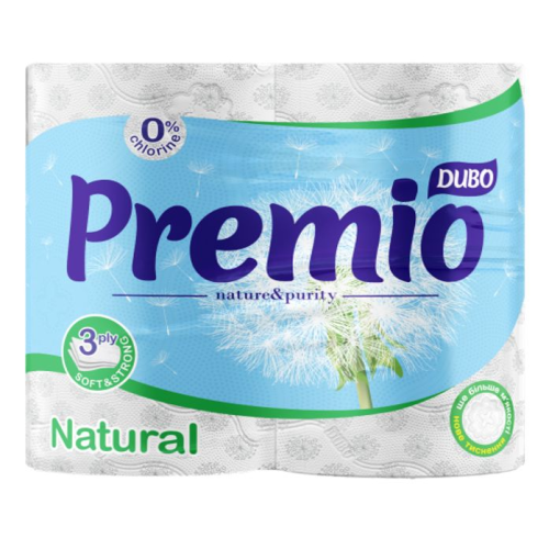 Туалетний папір Диво Premio Natural білий 3 шари 4 шт