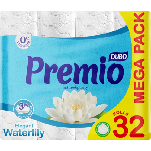 Туалетная бумага Диво Premio Waterlily 3 слоя 32 шт