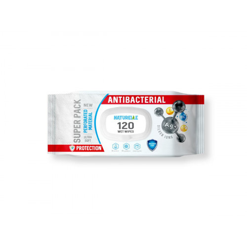 Салфетки влажные Naturelle antibacterial, D-panthenol, ионами серебра и витамином Е 120 шт