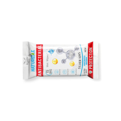 Салфетки влажные Naturelle antibacterial, D-panthenol, ионами серебра и витамином Е 15 шт