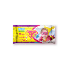 Серветки вологі дитячі Super Baby дівчинка Ромашка й Алое 15 шт