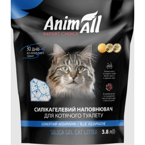 Силикагелевый наполнитель для кошачьего туалета AnimAll Blue Aquamarine 3.8 л 1.6 кг
